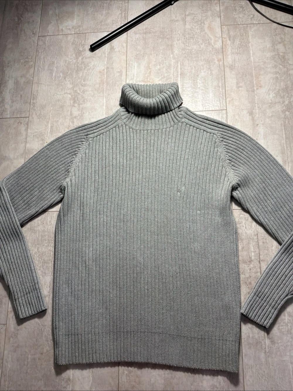 Nautica Men's Light Gray Ribbed Turtleneck Sweater Mens L